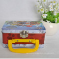 Metal Boxes with Hinged Lids, Square Metal Tin Box with Handle, Emboss Handle Metal Box